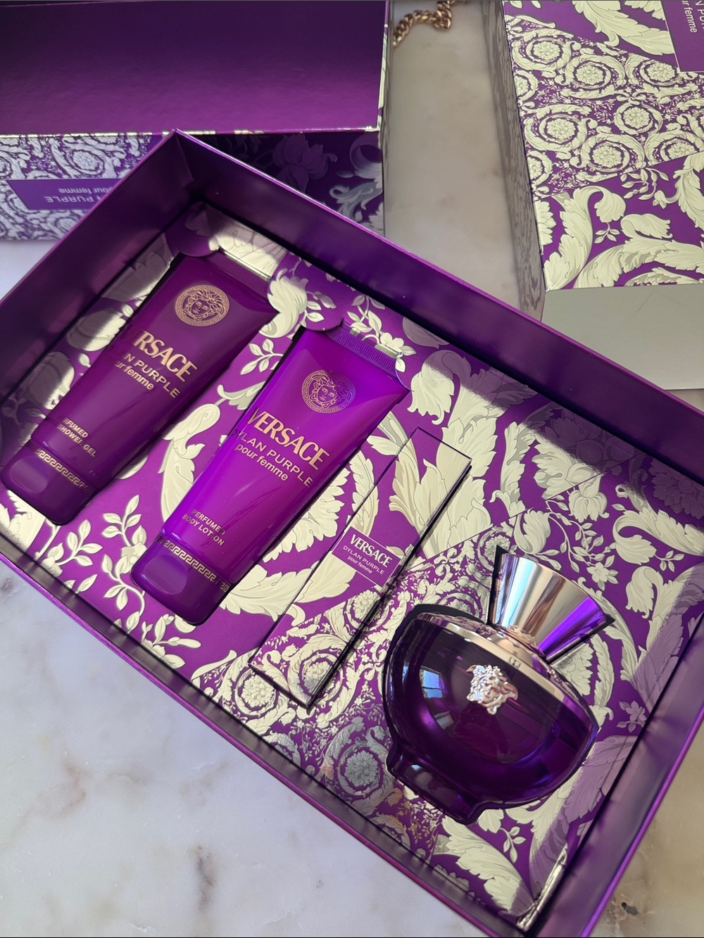 Versace DYLAN Purple Fragrance Gift Set with Gold Accents